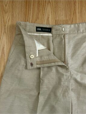 Zara Shimmery Beige Tailored Trousers